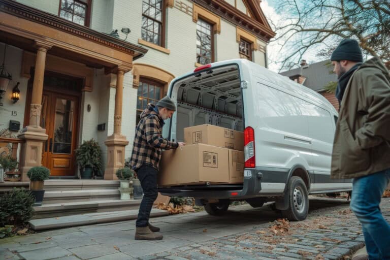 A Man and Van on moving day in autumn