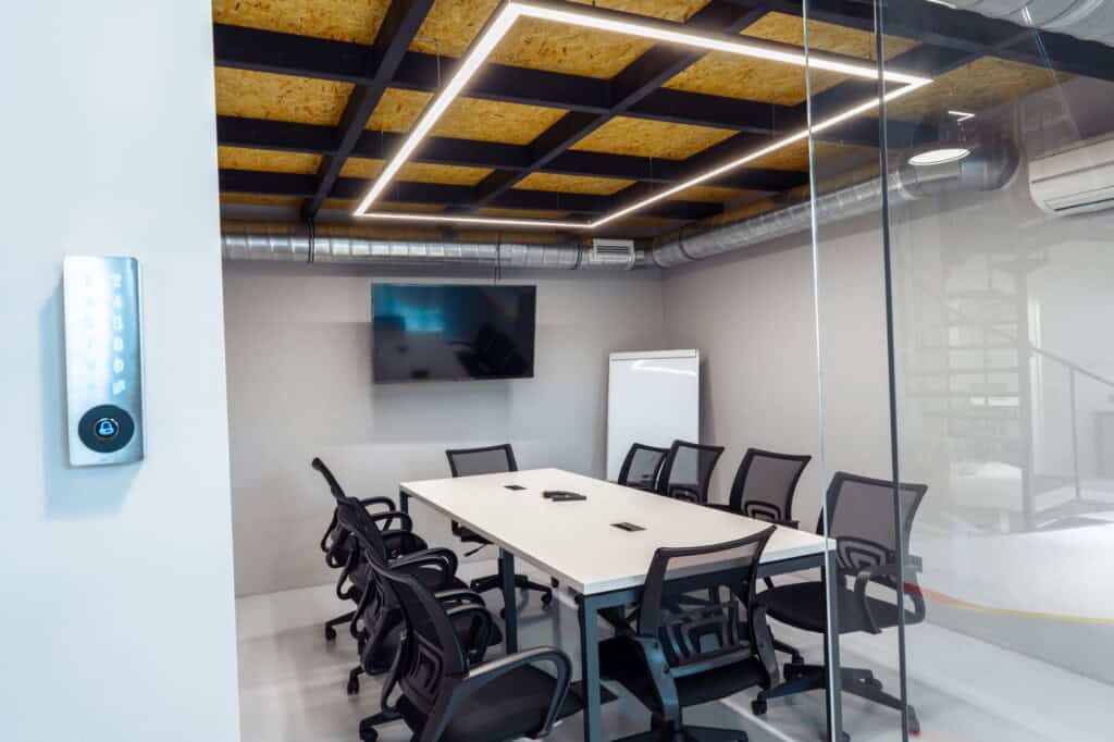 An interior of a meeting room