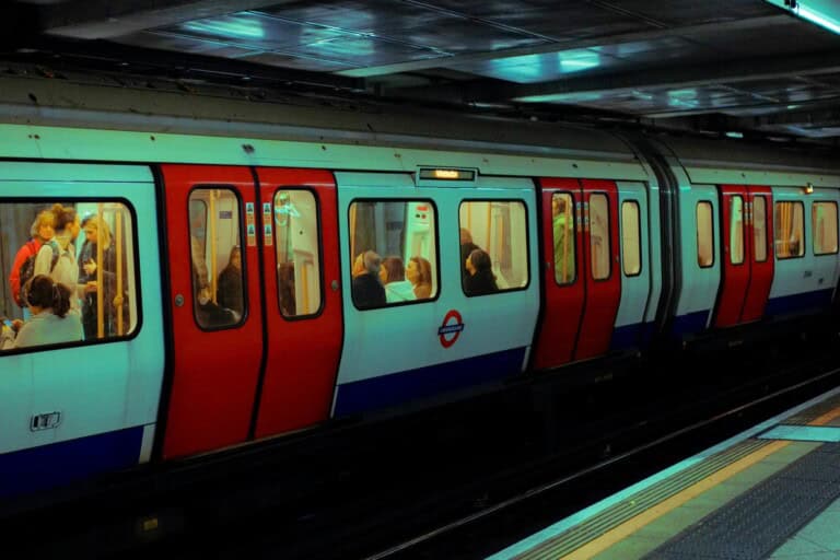 A London Underground carrying commuters, in the concept of 'things to consider when relocating to Bromley.